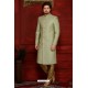 Trendy Green Banarasi Silk Embroidered Sherwani