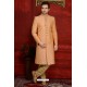 Superb Designer Banarasi Silk Orange Sherwani