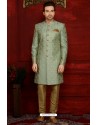 Classic Silk Designer Sherwani In Green