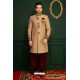 Enhanting Golden Embroidered Dhoti Style Sherwani