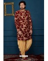 Fabulous Maroon Velvet Embroidered Sherwani