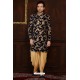 Stunning Black Velvet Dhoti Style Sherwani