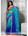 Royal Blue Shaded Faux Georgette Saree