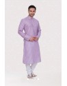 Classic Poly Linen Kurta Pajama In Purple