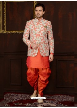 Astonishing Orange Banarasi Silk Kurta Pajama