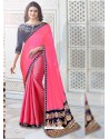 Pink Banglori Silk With Embroidery Work Designer Saree