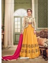 Heavenly Embroidered Pure Silk Yellow Floor Length Anarkali Suit