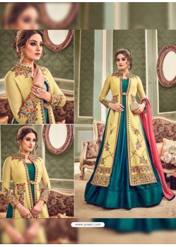 Splendid Green Pure Barfi Silk Embroidered Anarkali Suit