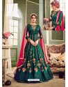 Ordinary Green Designer Pure Barfi Silk Embroidered Anarkali Suit