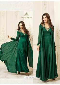 Ordinary Green Designer Satin Geogette Kurti