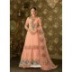 Peach Geogette Embroidered Palazzo Suit