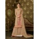 Adorable Beige Geogette Embroidered Palazzo Suit