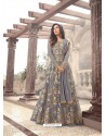 Superb Embroidered Grey Floor Length Anarkali Suit