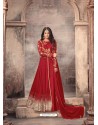 Splendid Red Embroidered Anarkali Salwar Suit