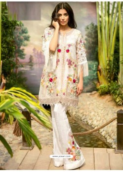 Amazing Geogette Off White Embroidered Palazzo Suit