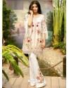 Amazing Geogette Off White Embroidered Palazzo Suit