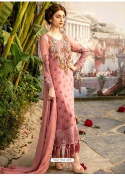 Pink Geogette Embroidered Palazzo Suit