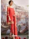 Amazing Geogette Red Embroidered Palazzo Suit