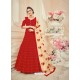 Heavy Silk Jacquard Red Floor Length Anarkali Suit