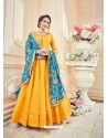 Splendid Yellow Silk Jacquard Anarkali Salwar Suit