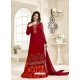 Beautiful Red Geogette Embroidered Palazzo Suit