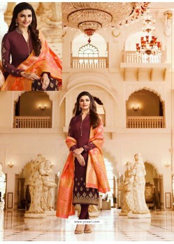 Maroon Georgette Designer Churidar Salwar Suit
