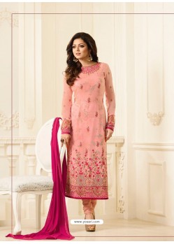 Drashti Dhami Peach Embroidered Georgette Suit