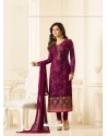 Heavenly Embroidered Magenta Georgette Designer Suit