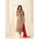 Stylish Beige Embroidered Geogette Suit