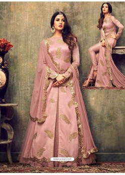 Amazing Pink Rangoli Net Floor Length Anarkali Suit