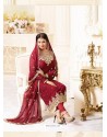 Ayesha Takia Maroon Embroidered Georgette Churidar Salwar Suit