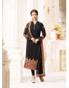 Adorable Black Geogette Embroidery Churidar Salwar Suit