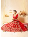 Splendid Red Embroidered Silk Lehenga Choli