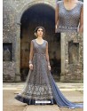 Impressive Grey Net Embroidered Anarkali Suit