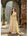 Superb Yellow Geogette Embroidered Anarkali Suit