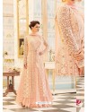 Designer Cream Embroidered Net Georgette Anarkali Salwar Suit