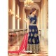 Superb Embroidered Silk Navy Blue Floor Length Anarkali Suit