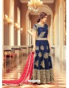 Superb Embroidered Silk Navy Blue Floor Length Anarkali Suit