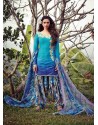 Sky Blue Resham Work Punjabi Patiala Suit