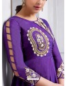 Superb Purple Tapeta Silk Floor Length Anarkali Suit
