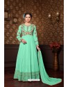 Designer Teal Georgette Embroidered Anarkali Suit