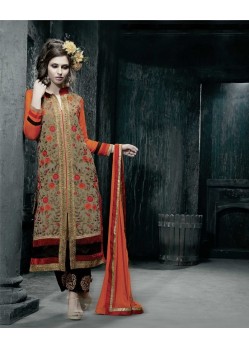 Beautiful Grey Heavy Georgette Embroidery Pant Style Suit