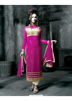 Adorable Pink Georgette Embroidery Suit