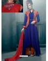 Heavy Embroidered Georgette Blue Pant Style Suit