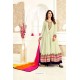 Amazing Off White Georgette Embroidered Floor Length Suit