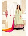 Amazing Off White Georgette Embroidered Floor Length Suit