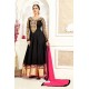 Splendid Black Georgette Embroidered Floor Length Suit