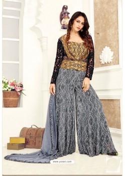 Ordinary Beige Georgette Indo Western Embroidered Suit