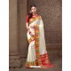 Traditional Off White Print Work Silk Saree