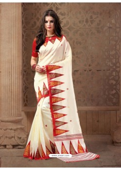 Adorable Off White Silk Saree